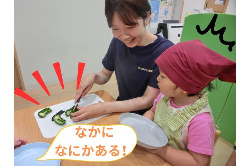 <span style='color:#ff7abc;'>室内</span>に戻って<span style='color:#ffbc7a;'>ピーマンの中身</span>を<br>確認してみることに<span style='color:#ff7aff;'>!!</span>