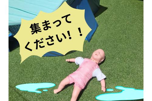 はなこちゃんを<span style='color:#ff9328;'>安全な場所</span>にうつしてから、<br>処置を<span style='color:#ff2893;'>開始!<br></span><br><span style='color:#33ff33;'>意識確認</span>から始まり、<br><span style='color:#3333ff;'>連携</span>をとりながら<span style='color:#99ff33;'>進めていきます。</span>